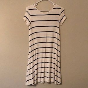 White and black stripe t shirt dress